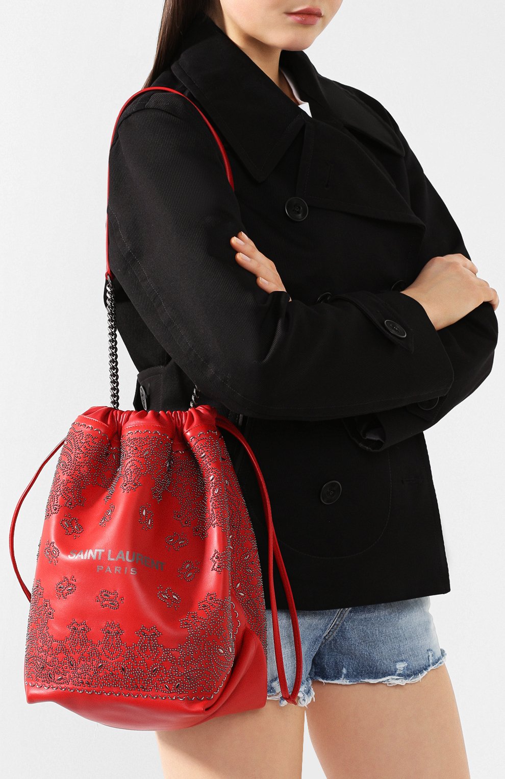 Женская сумка teddy SAINT LAURENT красного цвета, арт. 538448/0YP54 | Фото 5 (Сумки-технические: Сумки через плечо; Материал: Натуральная кожа; Статус проверки: Проверено, Проверена категория; Размер: large)