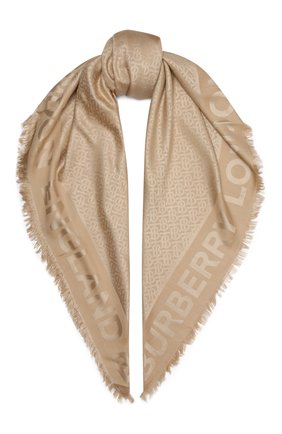 Женский платок из смеси шелка и шерсти BURBERRY бежевого цвета по цене 34100 руб., арт. 8009798 | Фото 1 Женский платок из смеси шелка и шерсти BURBERRY бежевого цвета, арт. 8009798 | Фото 1