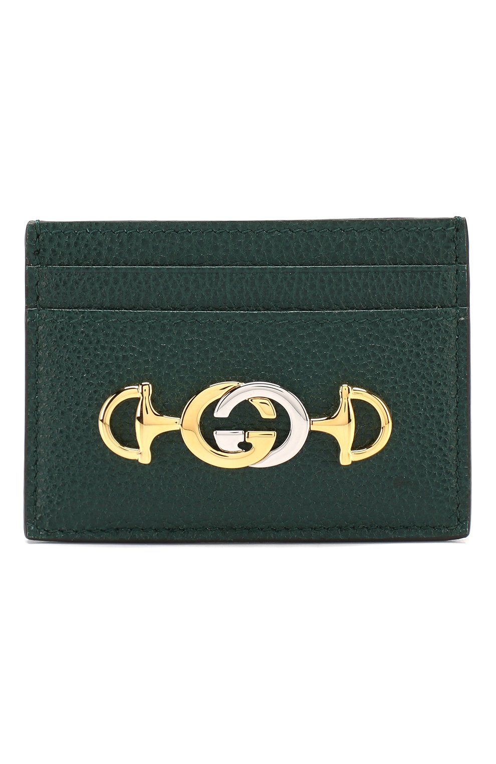 Женский кожаный футляр для кредитных карт zumi GUCCI зеленого цвета, арт. 570679/1B90X | Фото 1