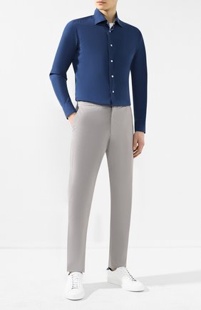 Мужская хлопковая рубашка KITON синего цвета по цене 39950 руб., арт. UMCNERCH0690402 | Фото 2 Мужская хлопковая рубашка KITON синего цвета, арт. UMCNERCH0690402 | Фото 2