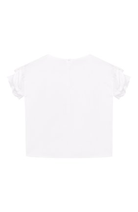 Детское хлопковая блузка ALETTA белого цвета, арт. C99810/12M-2A | Фото 2 (Рукава: Короткие; Материал внешний: Хлопок; Статус проверки: Проверена категория; Ростовка одежда: 18 мес | 86 см)