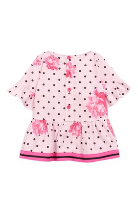 Детское хлопковая блузка ALETTA розового цвета, арт. C99853/12M-2A | Фото 2 (Материал внешний: Хлопок; Статус проверки: Проверена категория; Рукава: Короткие; Ростовка одежда: 18 мес | 86 см)