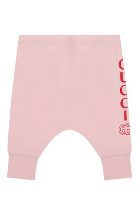 Детские хлопковые джоггеры GUCCI розового цвета по цене 9200 руб., арт. 540744/XJABF | Фото 1 Детские хлопковые джоггеры GUCCI розового цвета, арт. 540744/XJABF | Фото 1