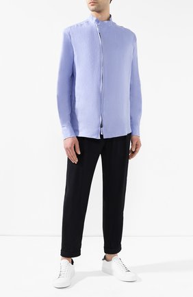 Мужская льняная рубашка GIORGIO ARMANI сиреневого цвета по цене 43900 руб., арт. 9SGCCZ14/TZ256 | Фото 2 Мужская льняная рубашка GIORGIO ARMANI сиреневого цвета, арт. 9SGCCZ14/TZ256 | Фото 2