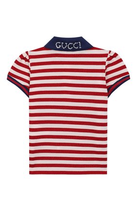 Детский хлопковое поло GUCCI красного цвета по цене 14200 руб., арт. 552358/XJALK | Фото 2 Детский хлопковое поло GUCCI красного цвета, арт. 552358/XJALK | Фото 2
