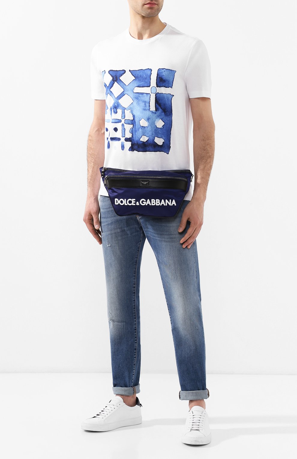 Мужская темно-синяя комбинированная поясная сумка street Dolce & Gabbana, арт. BM1660/AZ675 купить в ЦУМ | Фото №2 Комбинированная поясная сумка Street Dolce & Gabbana темно-синяя | Фото №2