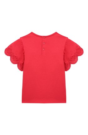 Детский блузка TARTINE ET CHOCOLAT красного цвета, арт. TN10111/6M-18M | Фото 2 (Материал внешний: Синтетический материал, Хлопок; Рукава: Короткие; Статус проверки: Проверено, Проверена категория; Кросс-КТ НВ: Рубашка; Ростовка одежда: 18 мес | 86 см)