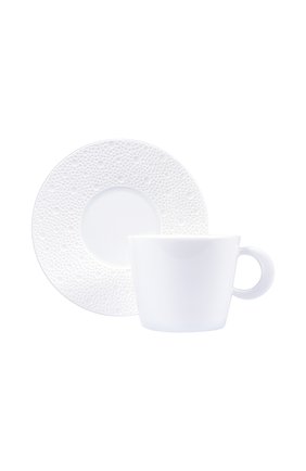 Чайная чашка с блюдцем ecume white BERNARDAUD белого цвета, арт. 0733/20454 | Фото 1 (Статус проверки: Проверена категория; Интерьер_коллекция: Ecume white; Ограничения доставки: fragile-2)