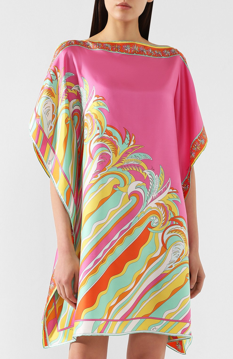 Женская коралловая шелковая туника EMILIO PUCCI купить в интернет ...