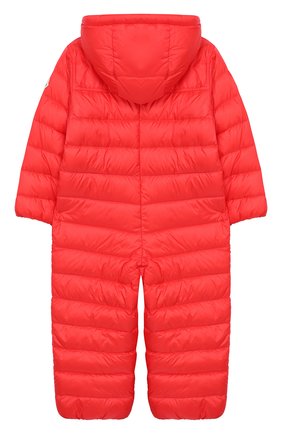 Детский пуховый комбинезон MONCLER ENFANT кораллового цвета по цене 29950 руб., арт. E1-951-14366-05-53048/18M-3A | Фото 2 Детский пуховый комбинезон MONCLER ENFANT кораллового цвета, арт. E1-951-14366-05-53048/18M-3A | Фото 2