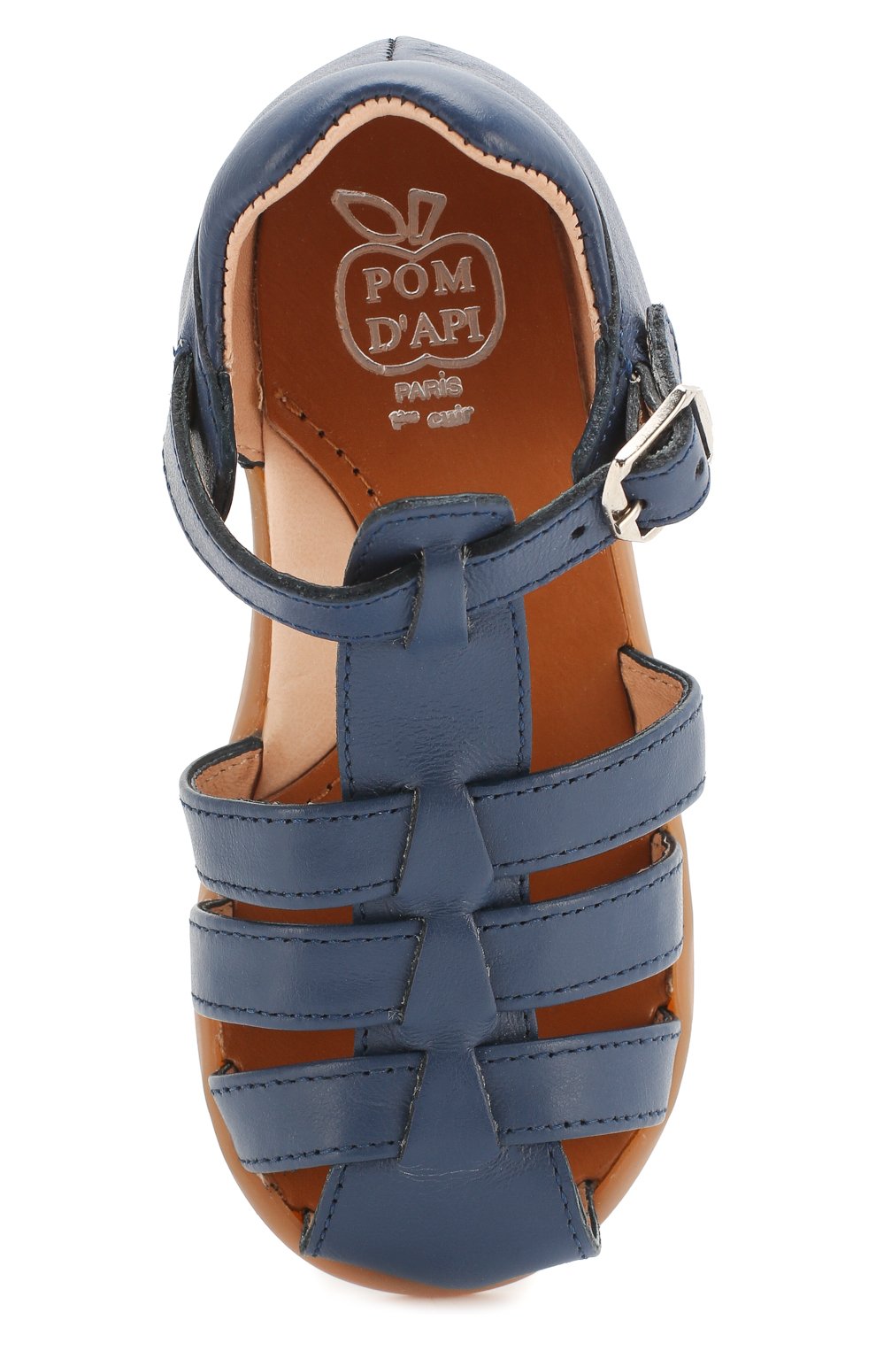 Детские кожаные сандалии POM D`API синего цвета, арт. FANCY PAPY/S0FTY | Фото 4 (Материал внешний: Кожа; Материал внутренний: Натуральная кожа; Статус проверки: Проверена категория)