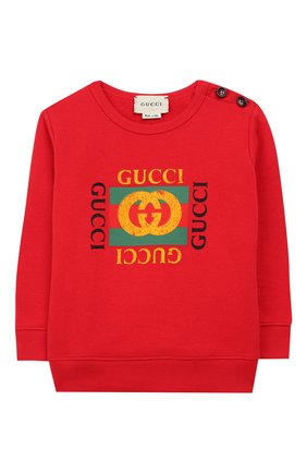 Детский хлопковый свитшот GUCCI красного цвета по цене 20200 руб., арт. 483878/X3G97 | Фото 1 Детский хлопковый свитшот GUCCI красного цвета, арт. 483878/X3G97 | Фото 1