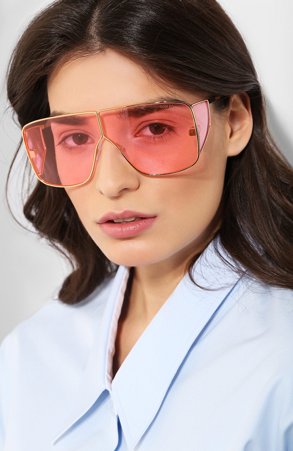 Женские солнцезащитные очки TOM FORD розового цвета по цене 28400 руб., арт. TF708 33Y | Фото 2 Женские солнцезащитные очки TOM FORD розового цвета, арт. TF708 33Y | Фото 2