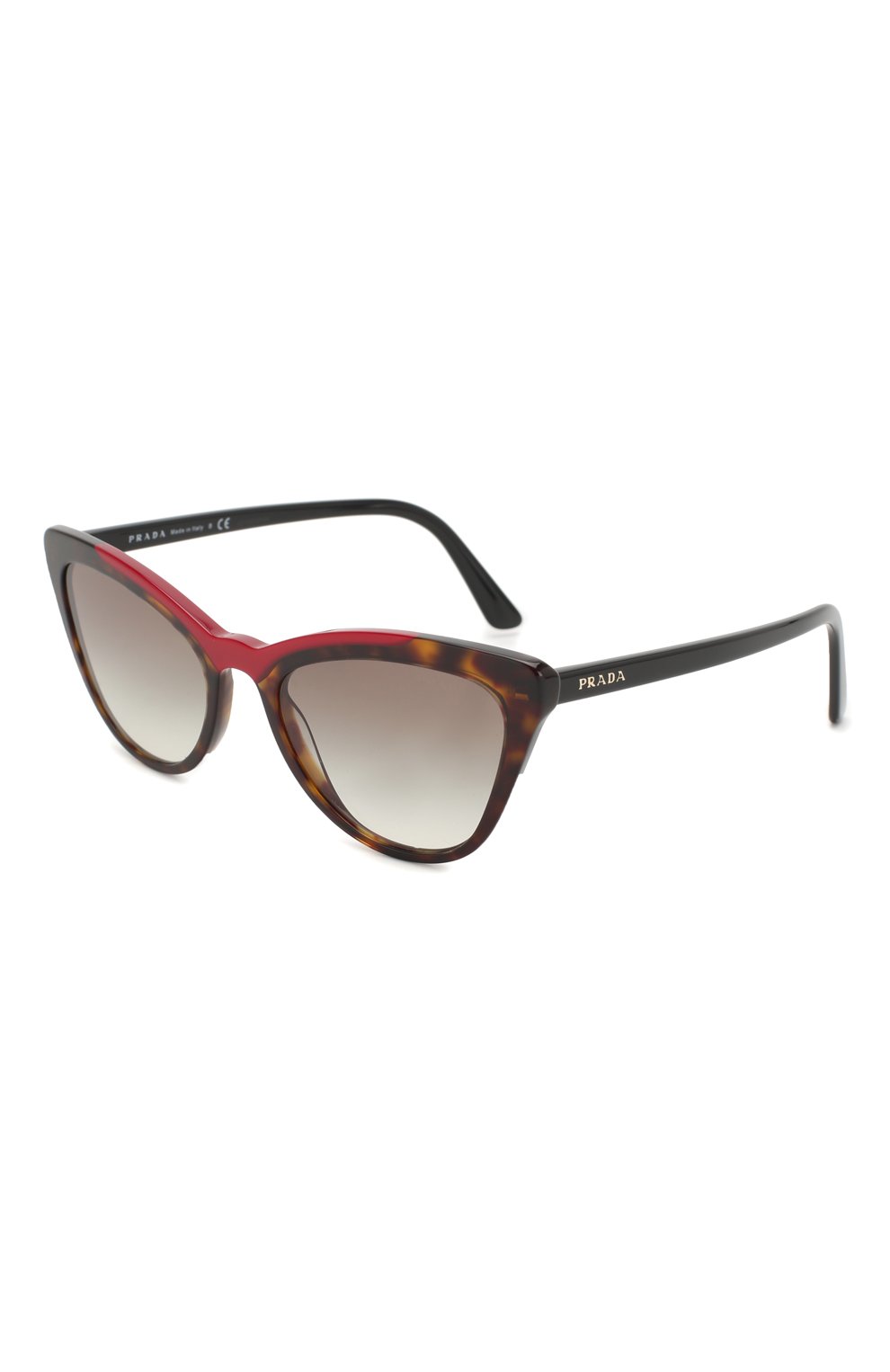 Женские солнцезащитные очки PRADA коричневого цвета, арт. 01VS-3200A7 | Фото 1 (Тип очков: С/з; Статус проверки: Проверена категория; Оптика Гендер: оптика-женское; Очки форма: Cat-eye)