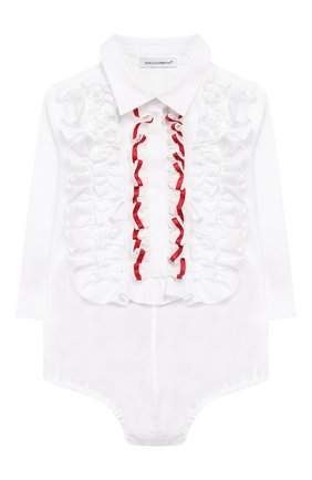 Детское хлопковое боди DOLCE & GABBANA белого цвета по цене 18400 руб., арт. L21066/FUEAJ | Фото 1 Детское хлопковое боди DOLCE & GABBANA белого цвета, арт. L21066/FUEAJ | Фото 1