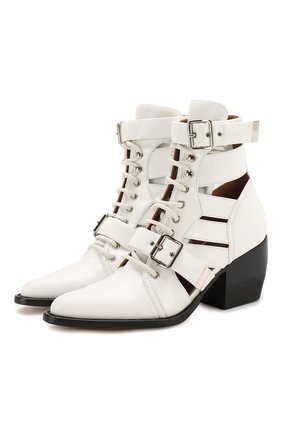 Женские кожаные ботильоны rylee CHLOÉ белого цвета по цене 95900 руб., арт. CHC18U00606 | Фото 1 Женские кожаные ботильоны rylee CHLOÉ белого цвета, арт. CHC18U00606 | Фото 1