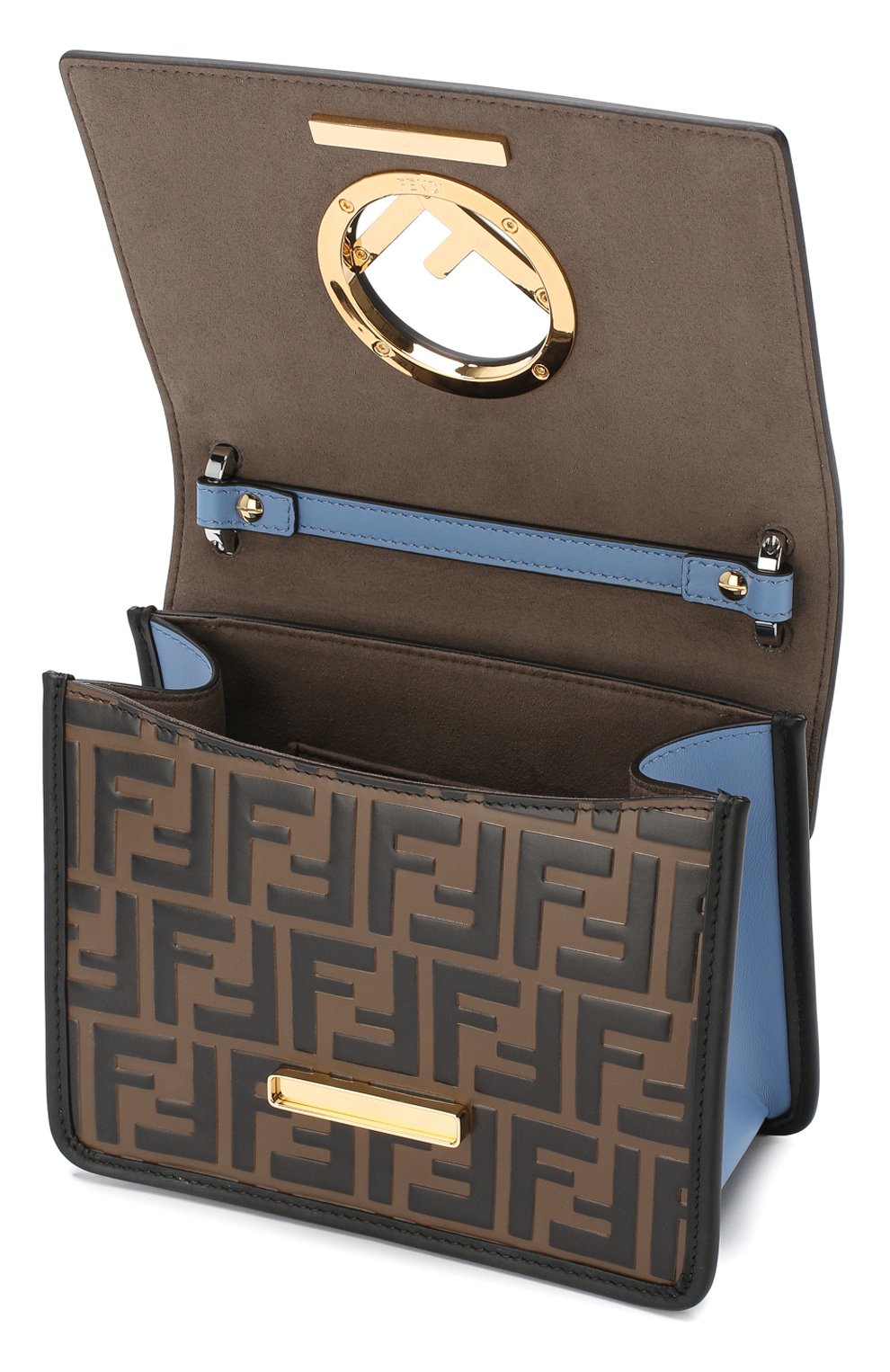 Женская сумка kan i small FENDI голубая цвета, арт. 8BT286 A651 купить в ЦУМ | Фото №4 Сумка Kan I small Fendi голубая цвета | Фото №4