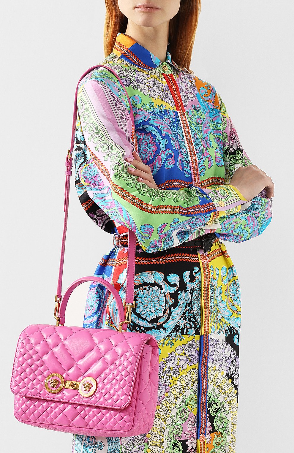 Женская сумка icon VERSACE розовая цвета, арт. DBFG867/DNATR2 купить в ЦУМ | Фото №5 Сумка Icon Versace розовая цвета | Фото №5