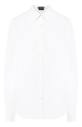 Женская хлопковая рубашка TOM FORD белого цвета, арт. CA3109-FAX486 | Фото 1 (Рукава: Длинные; Материал внешний: Хлопок; Длина (для топов): Стандартные; Принт: Без принта; Женское Кросс-КТ: Рубашка-одежда; Статус проверки: Проверена категория; Стили: Классический)