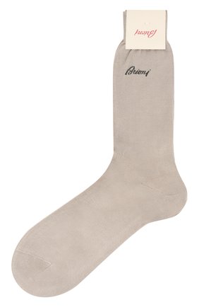 Мужские хлопковые носки BRIONI бежевого цвета, арт. 0VMC00/07Z07 | Фото 1 (Материал внешний: Хлопок; Кросс-КТ: бельё; Статус проверки: Проверена категория)