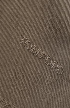 Мужской шарф из смеси кашемира и шелка TOM FORD хаки цвета по цене 35100 руб., арт. 5TF124/2Z8 | Фото 2 Мужской шарф из смеси кашемира и шелка TOM FORD хаки цвета, арт. 5TF124/2Z8 | Фото 2