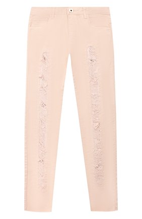 Детские джинсы с потертостями TWINSET розового цвета, арт. GJ2061/12A-16A | Фото 1 (Материал внешний: Хлопок; Кросс-КТ: джинсы; Статус проверки: Проверена категория; Детали: Потертости)