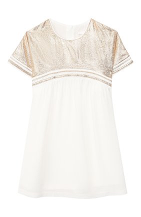 Детское платье из вискозы CHLOÉ белого цвета по цене 34400 руб., арт. C12713/2A-5A | Фото 1 Детское платье из вискозы CHLOÉ белого цвета, арт. C12713/2A-5A | Фото 1 (Рукава: Короткие; Статус проверки: Проверена категория; Материал подклада: Вискоза; Материал внешний: Вискоза; Девочки Кросс-КТ: Платье-одежда; Ростовка одежда: 2 года | 92 см, 5 лет | 110 см)