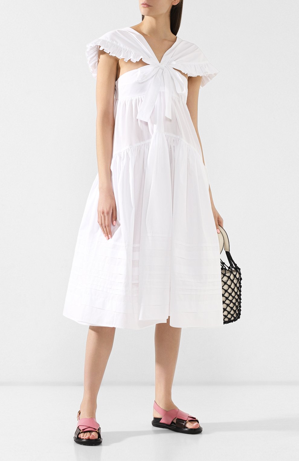 Женское белое хлопковое платье CECILIE BAHNSEN — купить за 87400 руб. в ...
