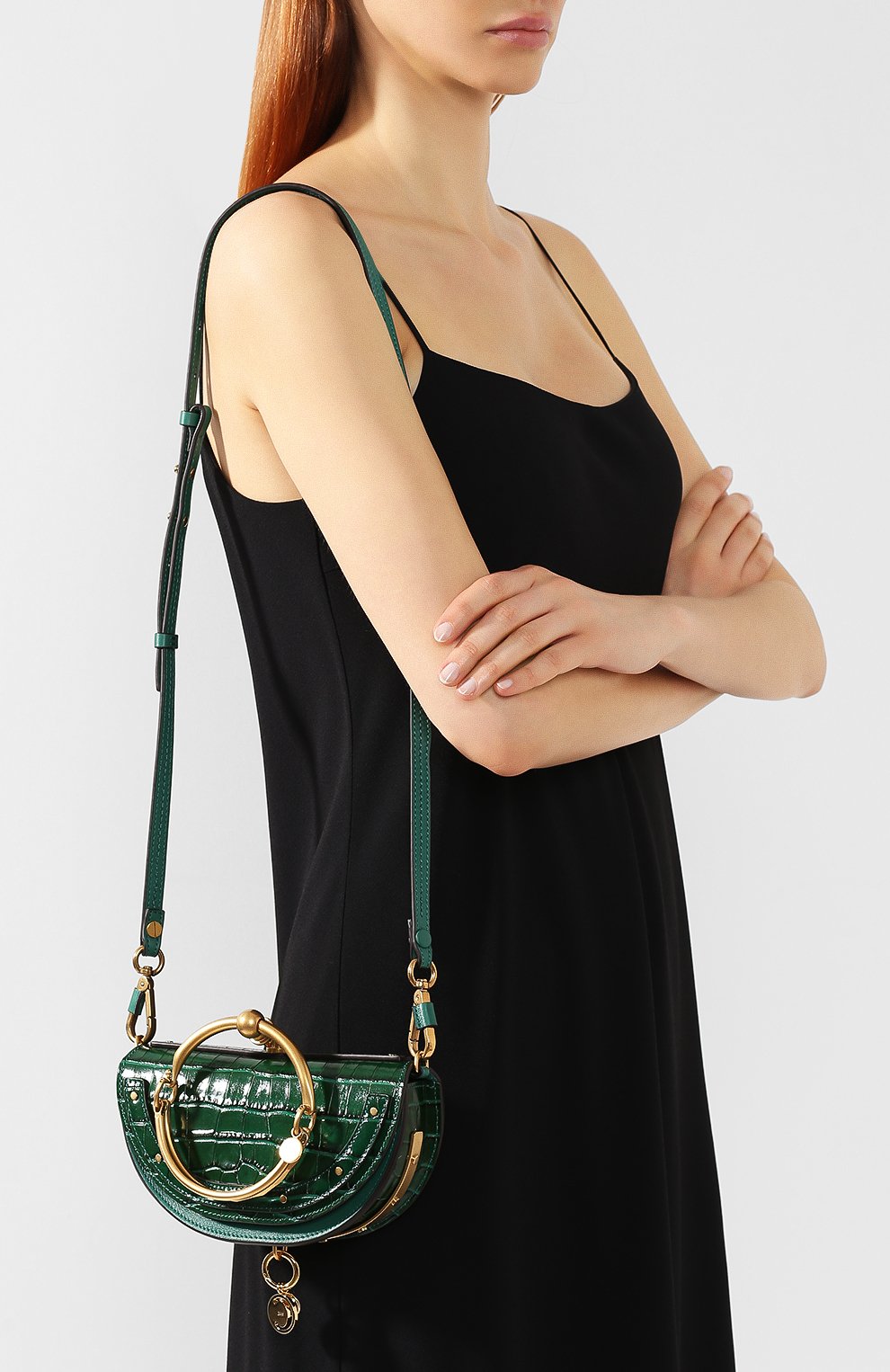 Женская сумка nile minaudière CHLOÉ зеленая цвета, арт. CHC19SS302A87 купить в ЦУМ | Фото №5 Сумка Nile Minaudière Chloé зеленая цвета | Фото №5
