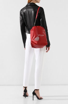 Женская сумка teddy SAINT LAURENT красная цвета, арт. 538448/0YPN6 купить в ЦУМ | Фото №2 Сумка Teddy Saint Laurent красная цвета | Фото №2