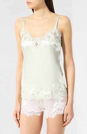 Женская зеленая шелковый топ с кружевной отделкой Dolce & Gabbana, арт. 0122/07A00T/FUADG купить в ЦУМ | Фото №3 Шелковый топ с кружевной отделкой Dolce & Gabbana зеленая | Фото №3
