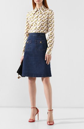 Женская синяя джинсовая юбка Gucci, арт. 562902/XDAJV купить в ЦУМ | Фото №2 Джинсовая юбка Gucci синяя | Фото №2