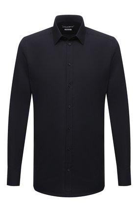 Мужская хлопковая сорочка DOLCE & GABBANA темно-синего цвета по цене 36000 руб., арт. G5EJ0T/FU5K9 | Фото 1 Мужская хлопковая сорочка DOLCE & GABBANA темно-синего цвета, арт. G5EJ0T/FU5K9 | Фото 1 (Материал внешний: Хлопок; Статус проверки: Проверено, Проверена категория; Рукава: Длинные; Длина (для топов): Стандартные; Случай: Формальный; Воротник: Кент; Принт: Однотонные; Мужское Кросс-КТ: Сорочка-одежда; Манжеты: На пуговицах)