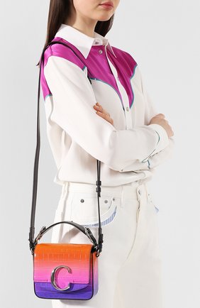 Женская сумка chloé c mini CHLOÉ фиолетовая цвета, арт. CHC19US193B10 купить в ЦУМ | Фото №5 Сумка Chloé C mini Chloé фиолетовая цвета | Фото №5
