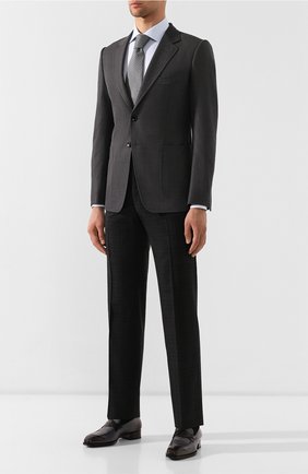 Мужской пиджак из смеси шерсти и шелка TOM FORD серого цвета по цене 342500 руб., арт. 518R02/1DYJ40 | Фото 2 Мужской пиджак из смеси шерсти и шелка TOM FORD серого цвета, арт. 518R02/1DYJ40 | Фото 2 (Материал подклада: Купро, Шелк; Материал внешний: Шерсть; Длина (для топов): Стандартные; Рукава: Длинные; 1-2-бортные: Однобортные; Пиджаки М: Приталенный; Случай: Формальный; Стили: Классический; Статус проверки: Проверена категория)