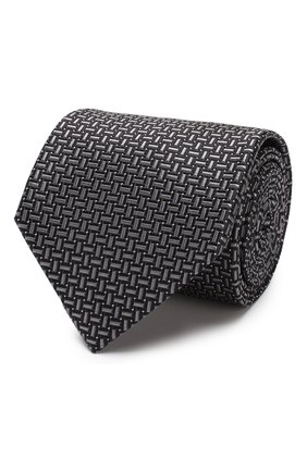 Мужской шелковый галстук BRIONI темно-серого цвета, арт. 062I00/08412 | Фото 1 (Принт: С принтом; Материал: Текстиль, Шелк; Статус проверки: Проверена категория)
