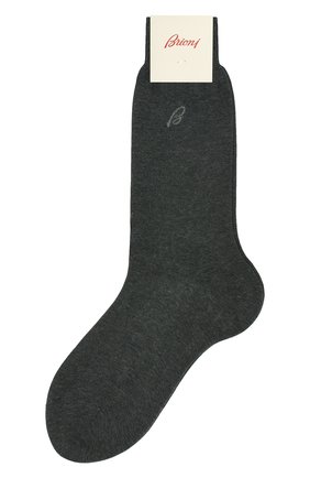 Мужские хлопковые носки BRIONI серого цвета, арт. 0VMC00/08Z02 | Фото 1 (Статус проверки: Проверена категория; Материал внешний: Хлопок; Кросс-КТ: бельё)