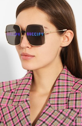 Женские золотые солнцезащитные очки Gucci, арт. GG0414S купить в ЦУМ | Фото №2 Солнцезащитные очки Gucci золотые | Фото №2