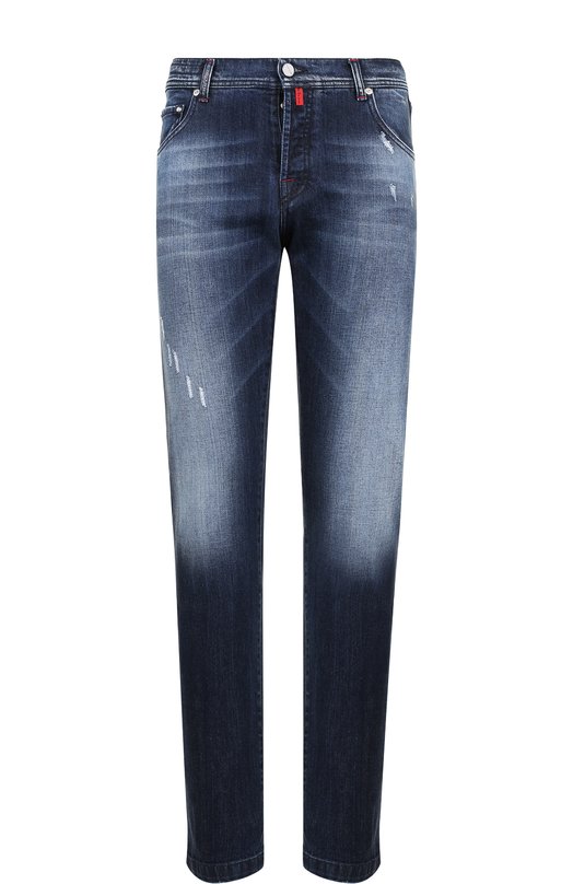 фото Джинсы прямого кроя с потертостями kiton