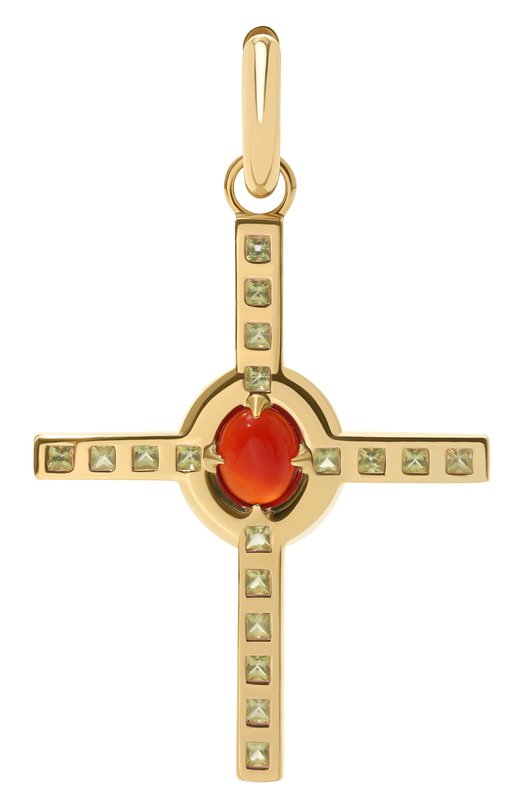 фото Моносерьга-крест с сердоликом и хризолитами moonka