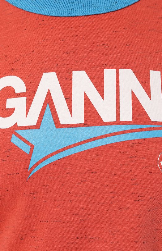 фото Хлопковая футболка ganni
