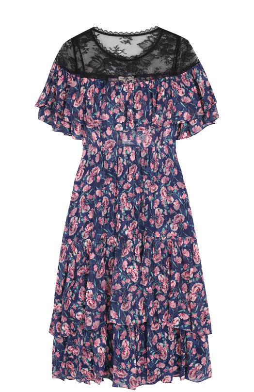 фото Приталенное платье-миди с цветочным принтом и оборками rebecca taylor