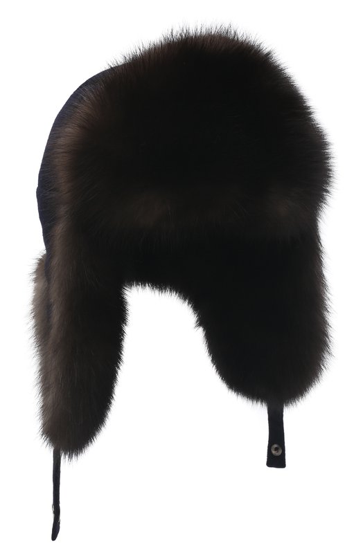 фото Шапка-ушанка с отделкой из меха соболя black sable