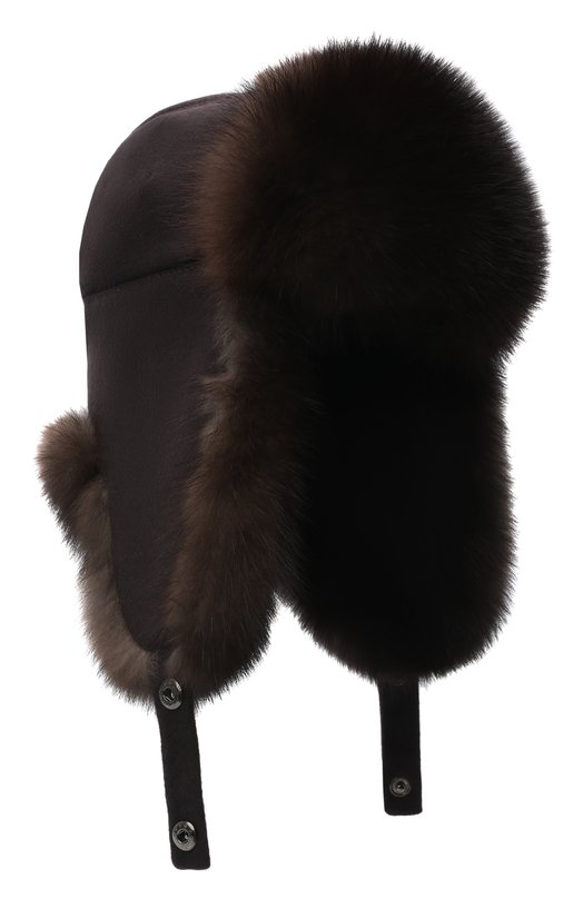фото Кашемировая шапка-ушанка black sable