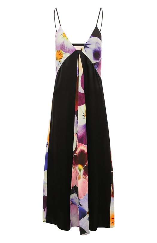 фото Шелковое платье-комбинация с цветочными вставками christopher kane