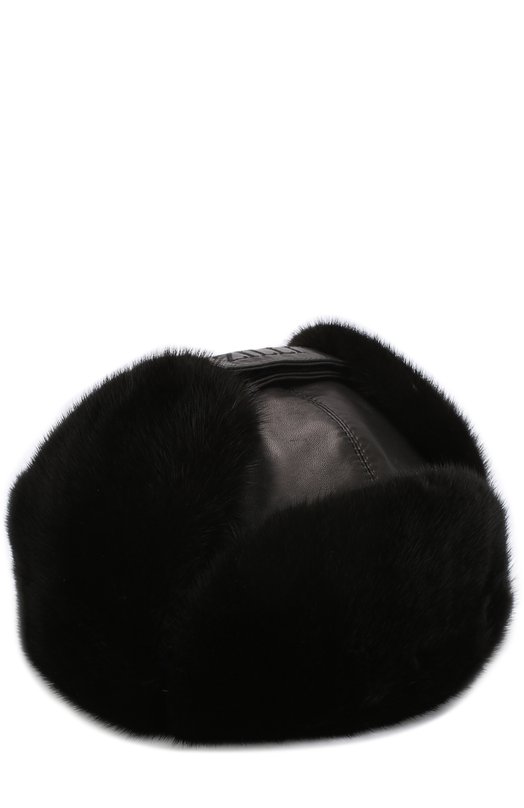 фото Кожаная шапка-ушанка с меховой отделкой zilli