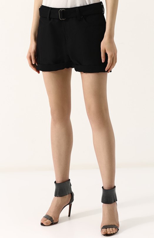 фото Однотонные шелковые мини-шорты с поясом tom ford