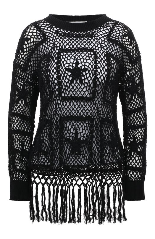 фото Пуловер крупной вязки с круглым вырезом и бахромой wildfox