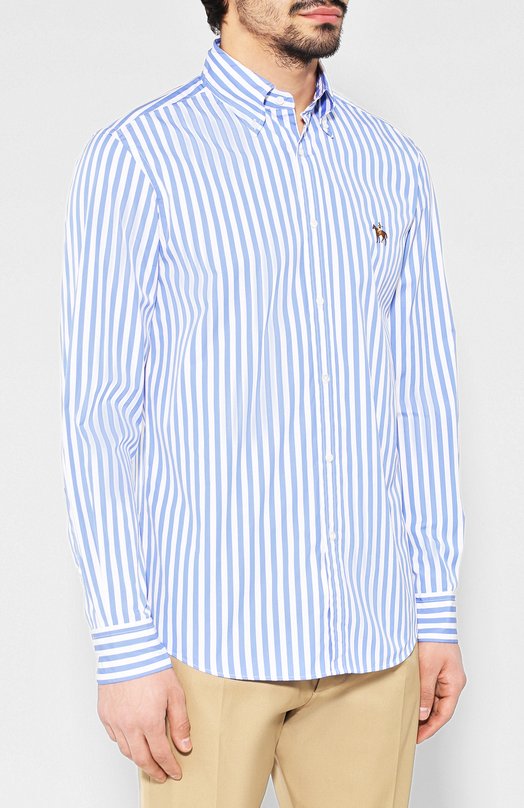 фото Хлопковая рубашка с воротником button down ralph lauren
