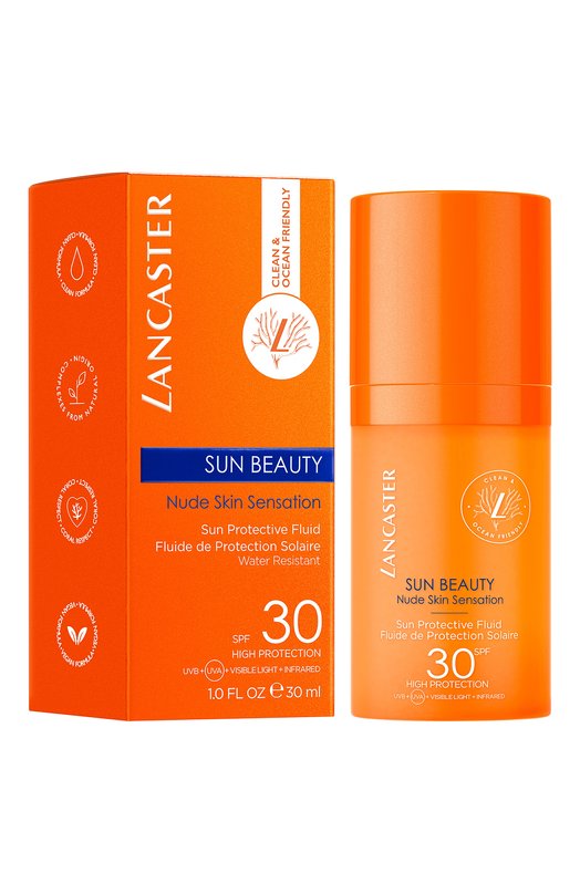 фото Нежный крем сияющий загар sun beauty nude skin sensation sun protective fluid spf 30 (30ml) lancaster